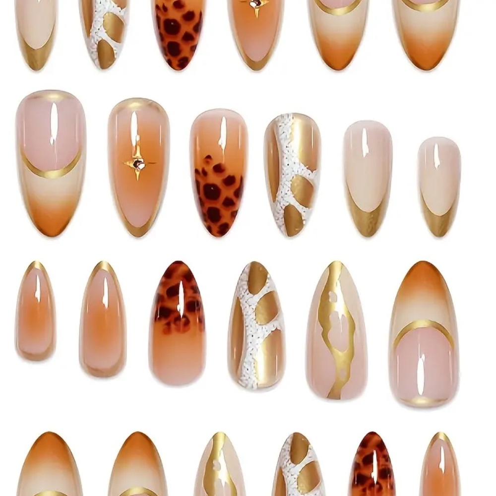 NEW Neutral Ombre Animal Print Press On Set 24 Nails